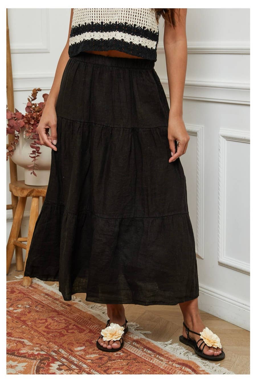 100% Linen Skirt TOBACCO