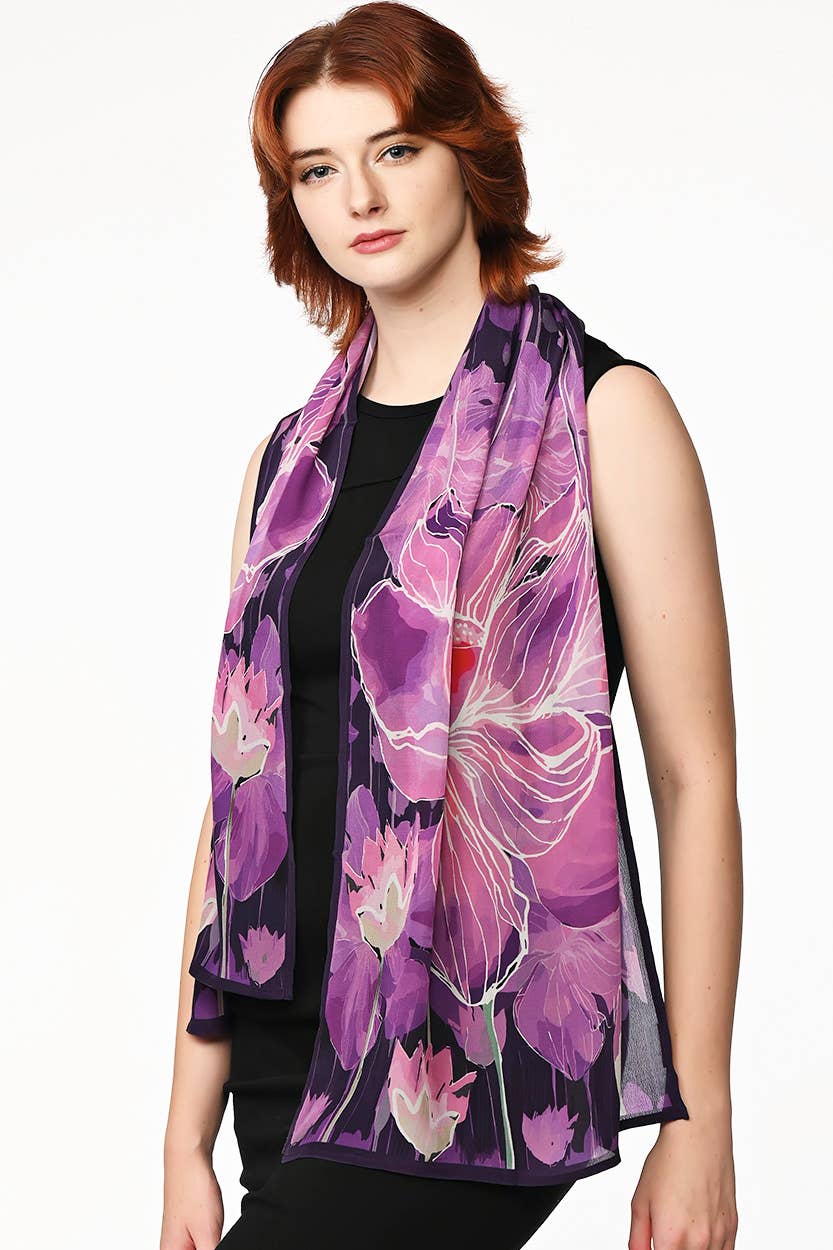 Kamala Lotus Scarves: Purple