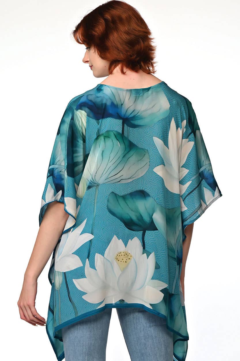 Kamala Lotus Tops: Blue & White