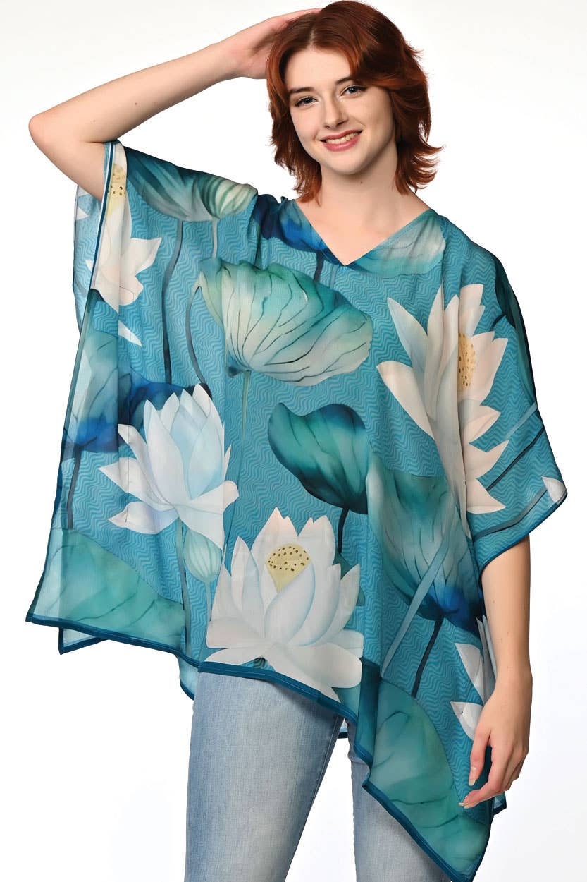 Kamala Lotus Tops: Blue & White