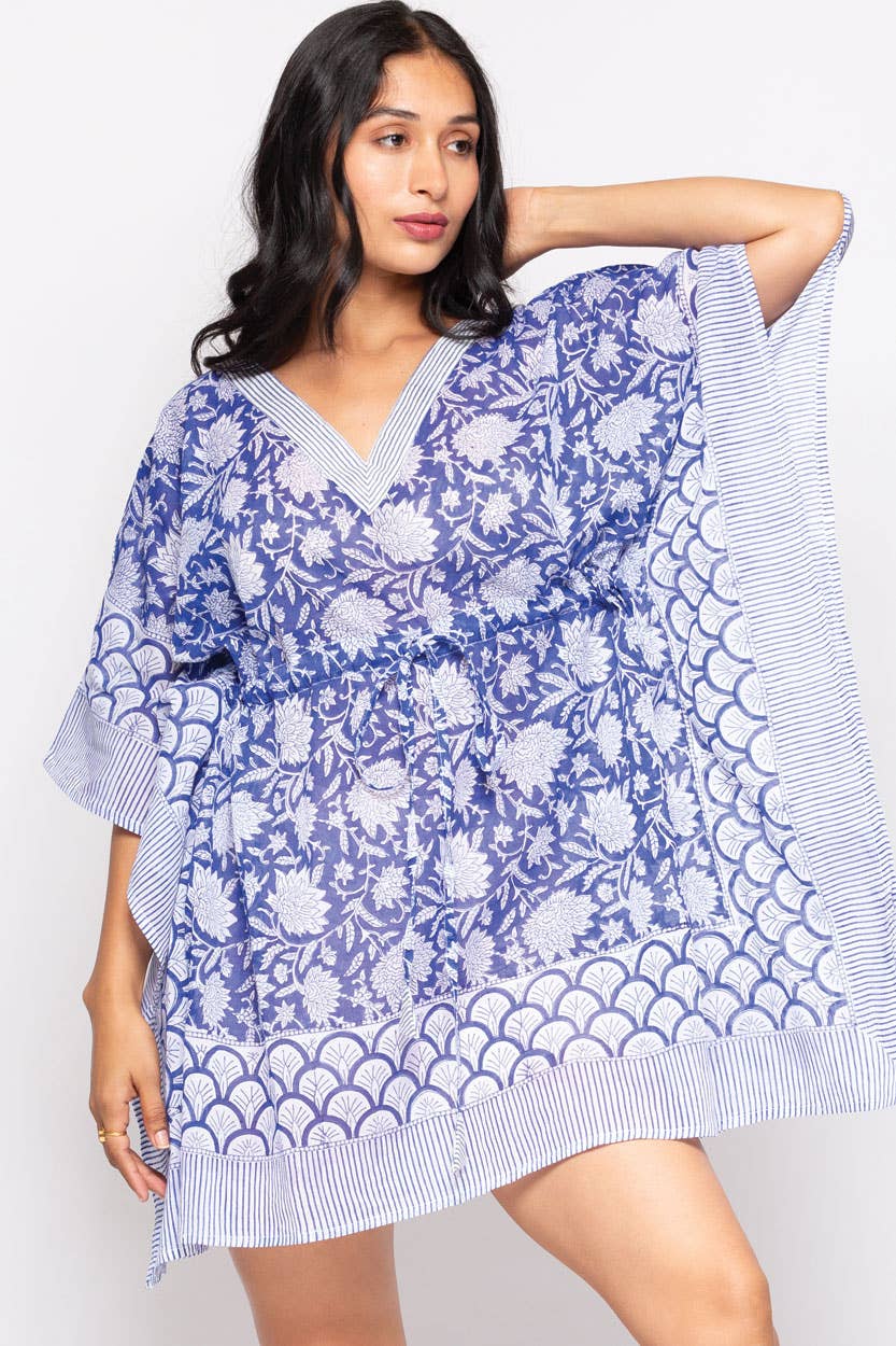 Namita Block Print Caftans : Blue & White