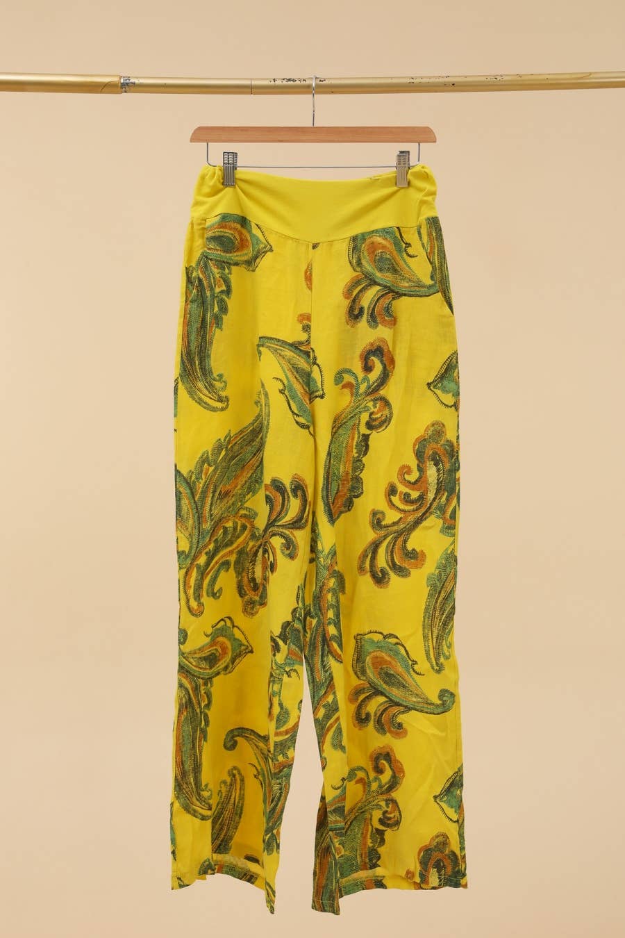 Printed linen trousers 6526 100% LINEN: Azzuro blue