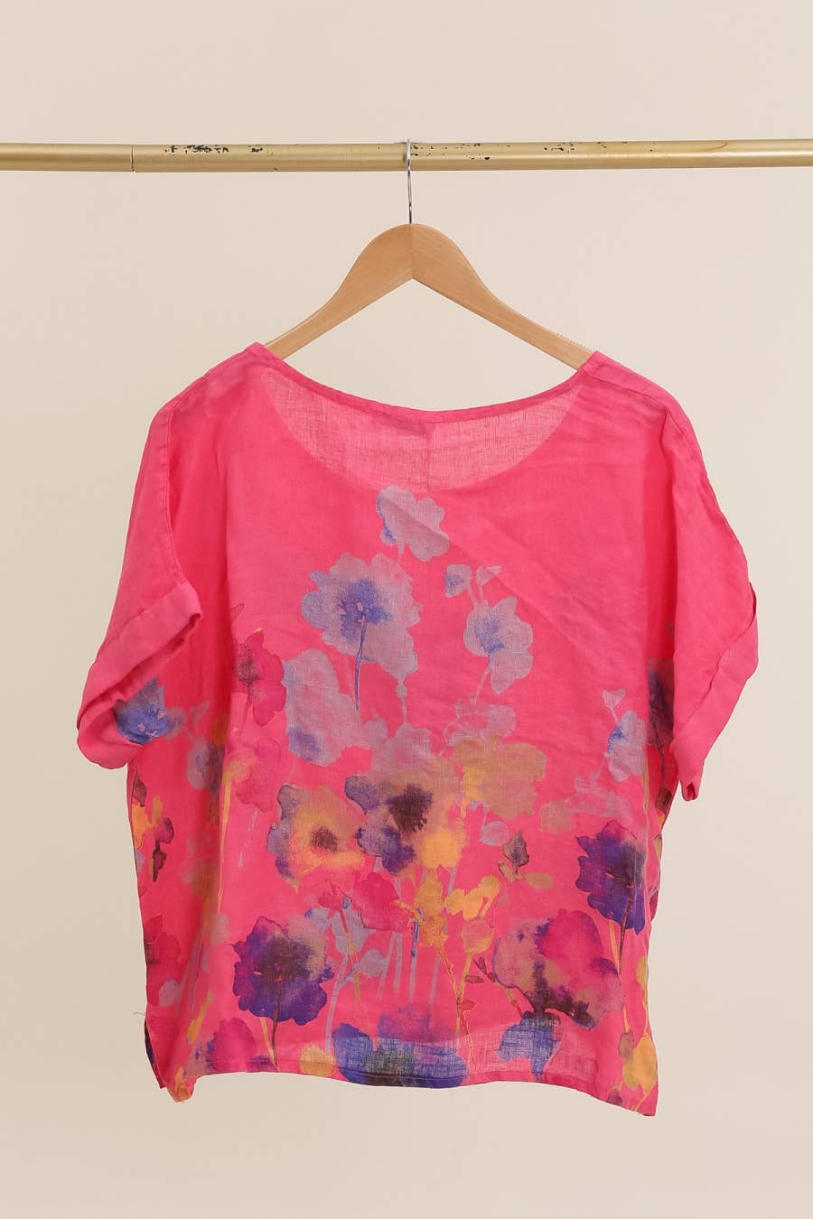 Round neck printed linen T-shirt 23310 100% LINEN: Mole