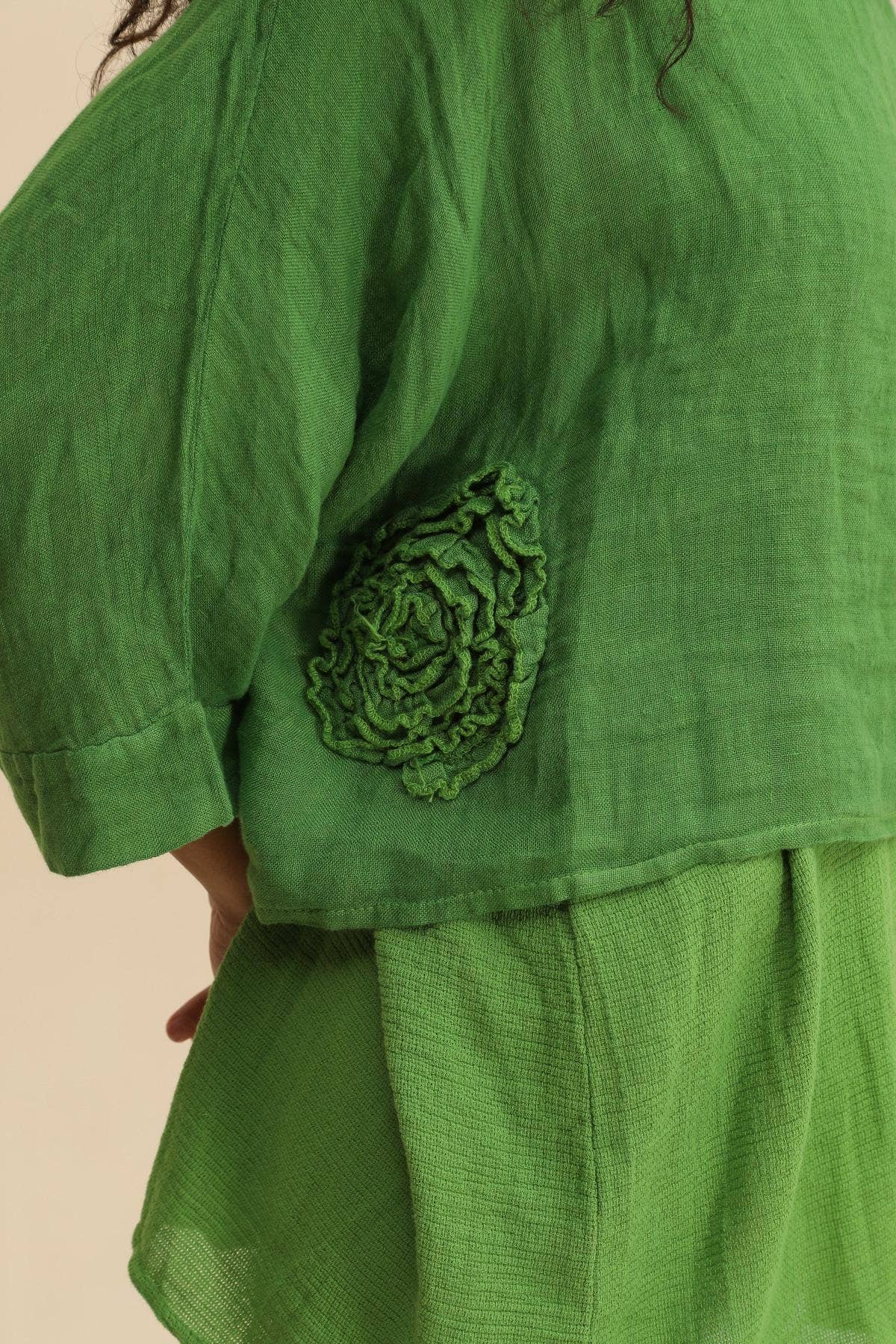 Linen tunic lined with cotton Apple green