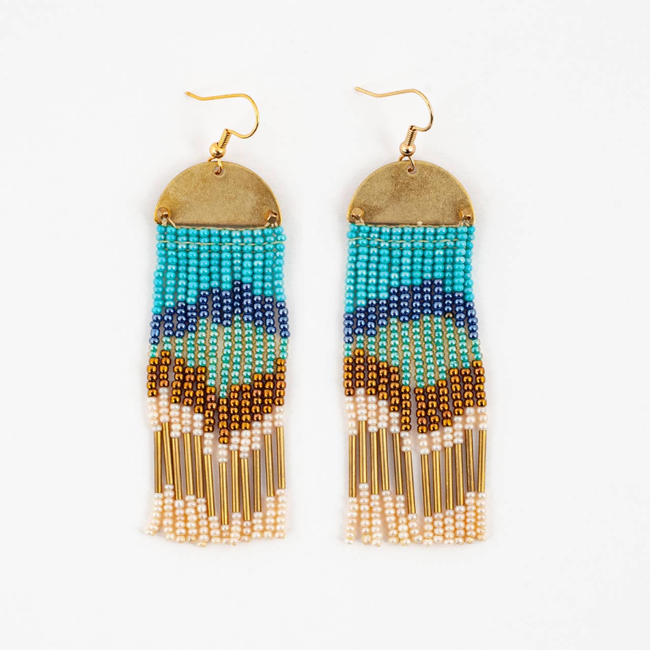 Half Moon Cascade Earrings: Turquoise sand