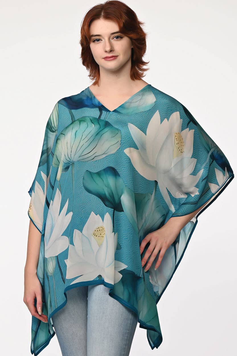 Kamala Lotus Tops: Blue & White