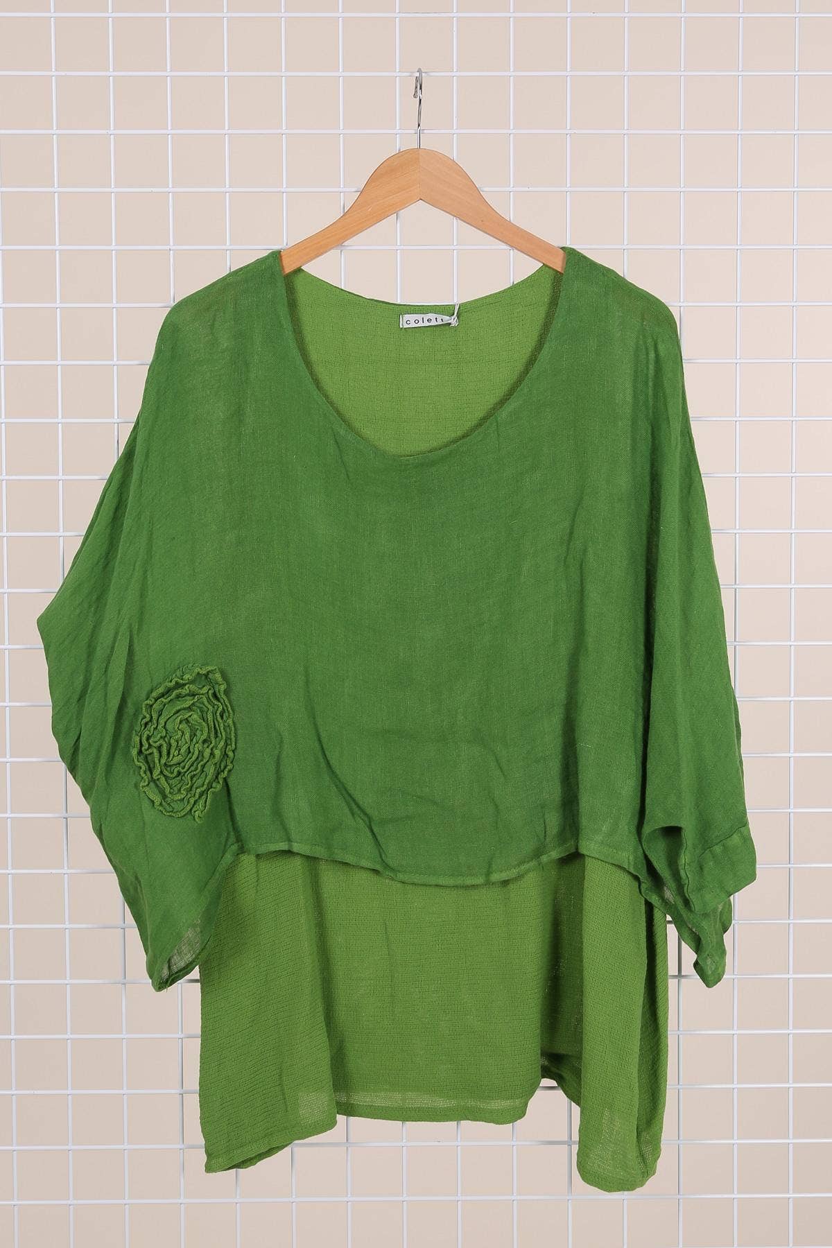 Linen tunic lined with cotton Apple green