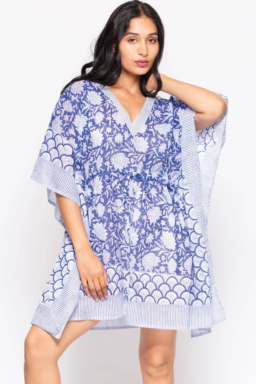 Namita Block Print Caftans : Blue & White