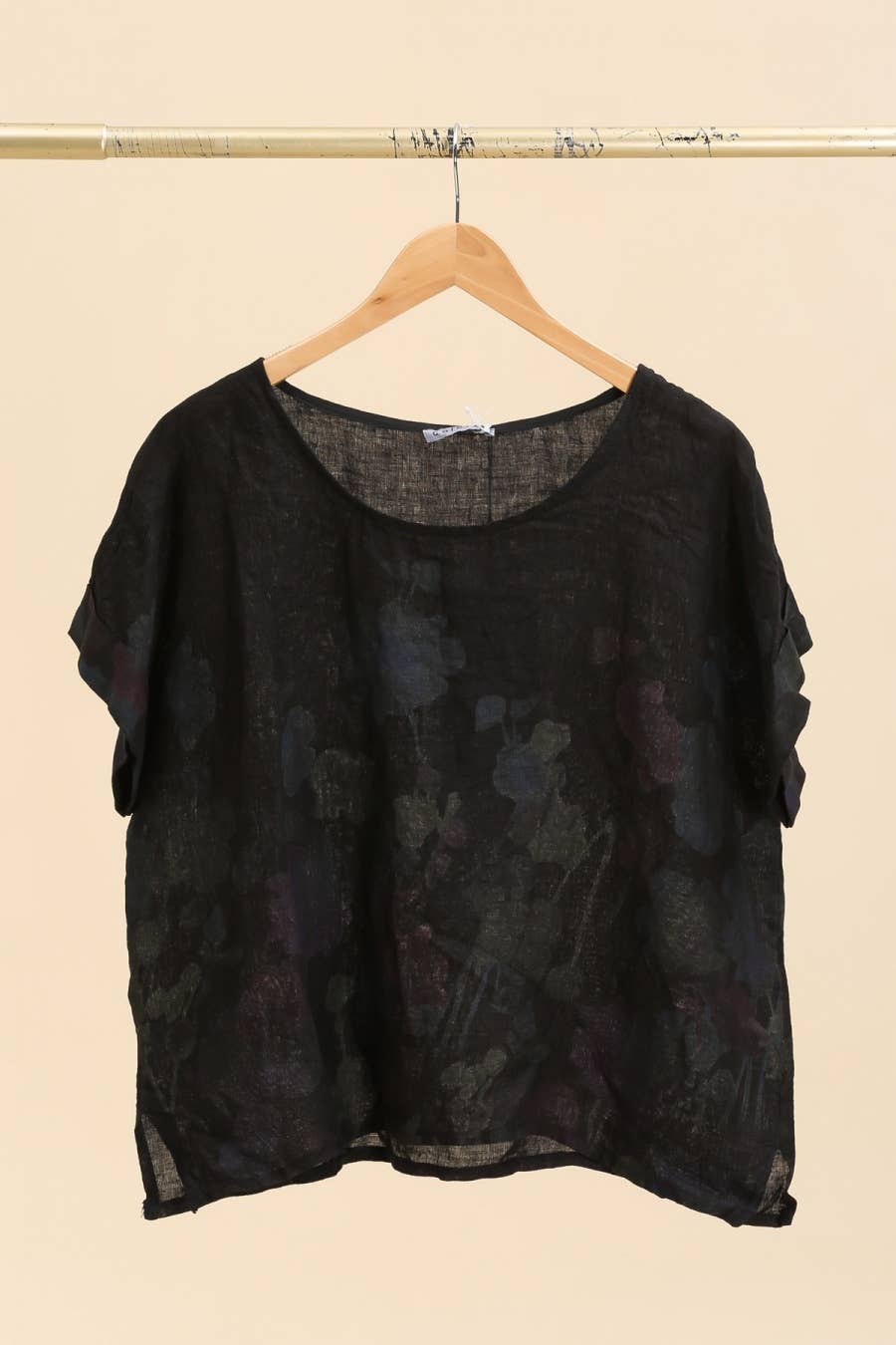 Round neck printed linen T-shirt 23310 100% LINEN: Mole