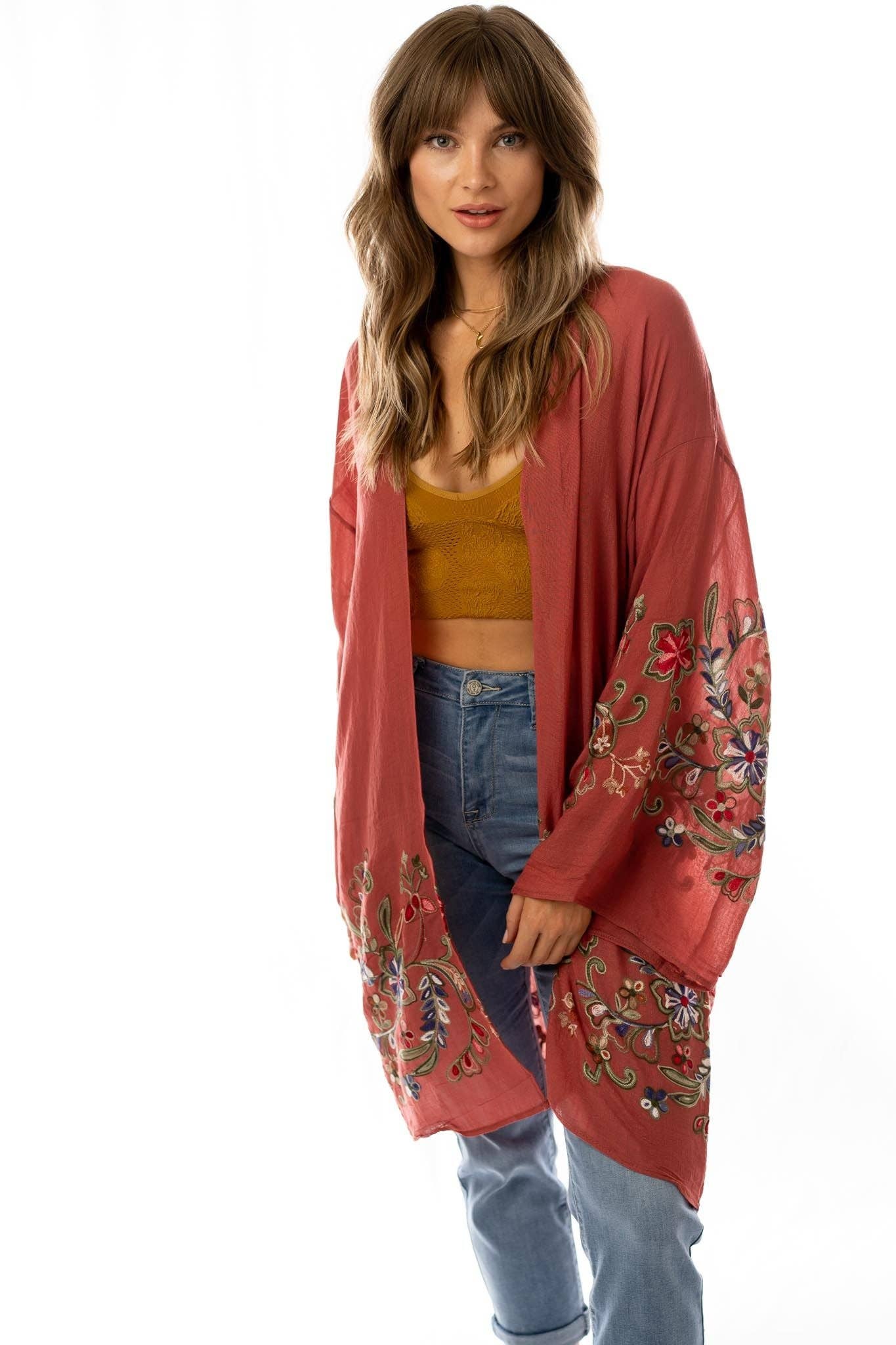 Fun In Florals Kimono - Plum
