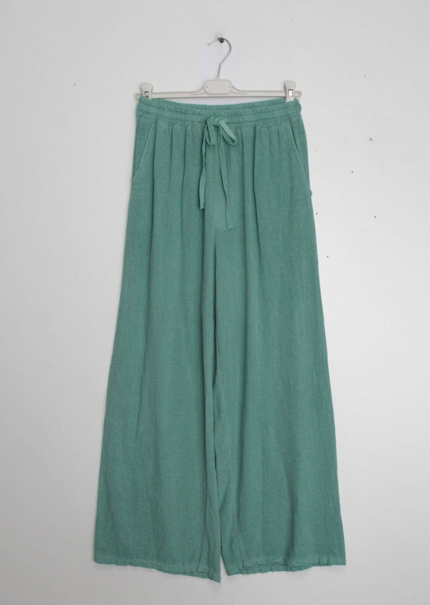 Linen effect cotton straight pants: One size