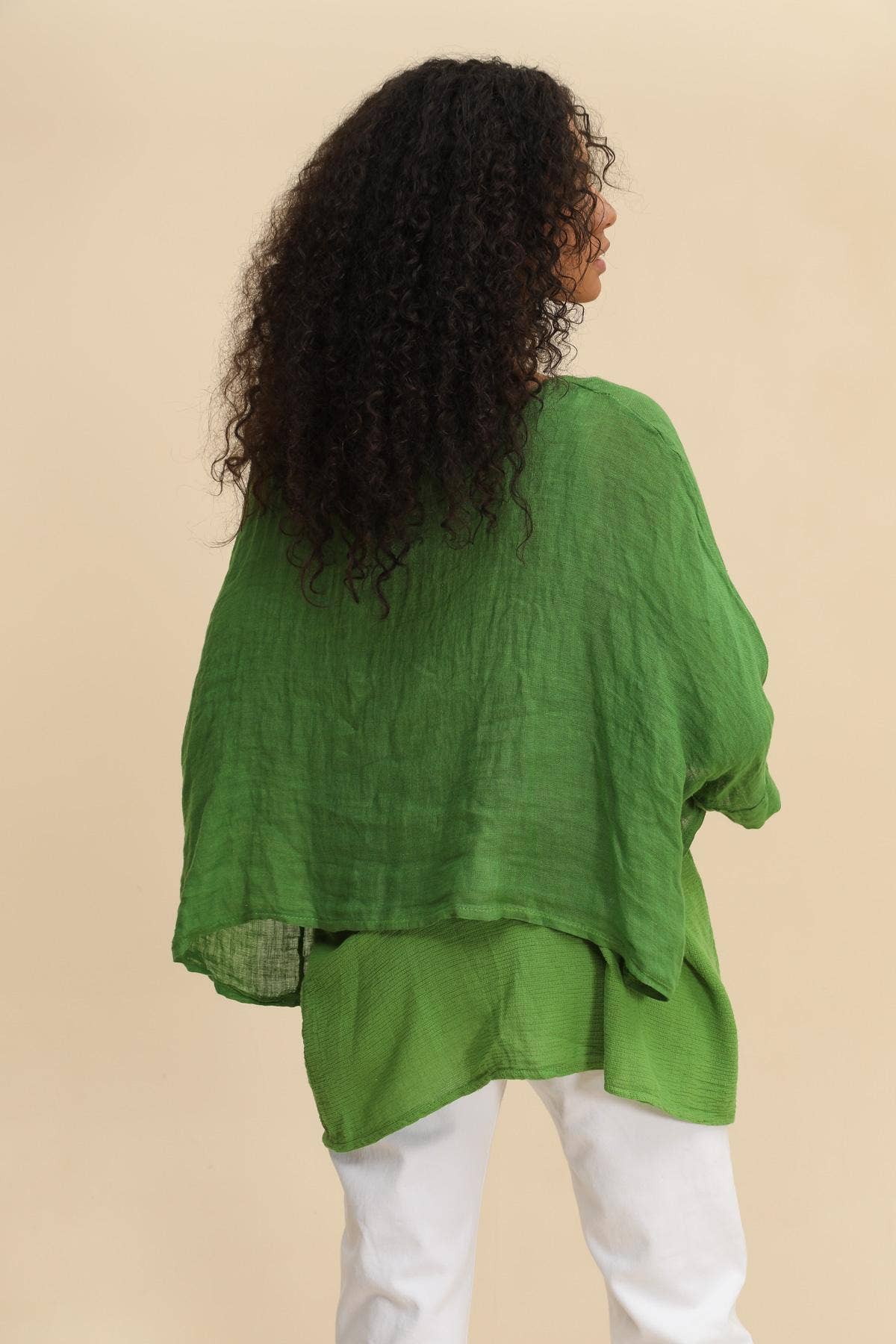 Linen tunic lined with cotton Apple green
