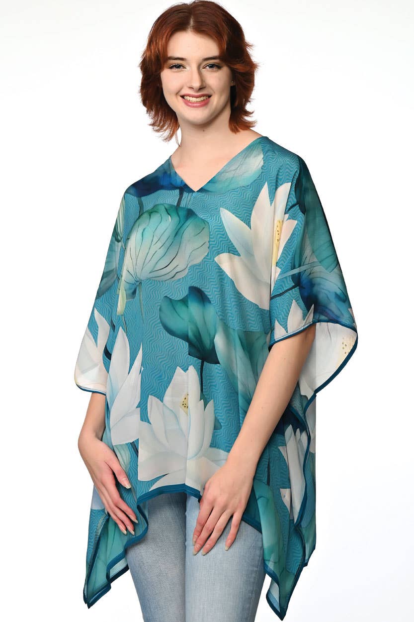 Kamala Lotus Tops: Blue & White