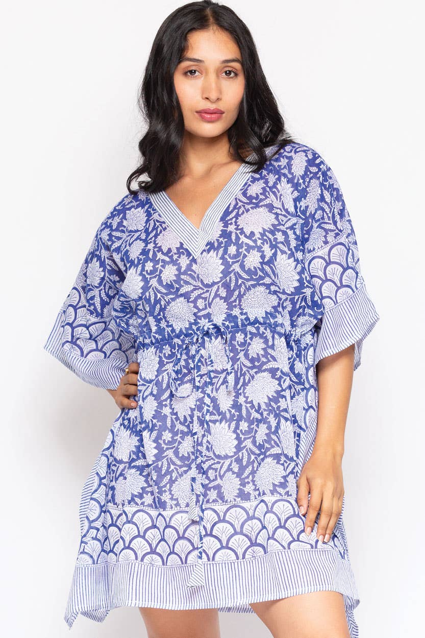 Namita Block Print Caftans : Blue & White