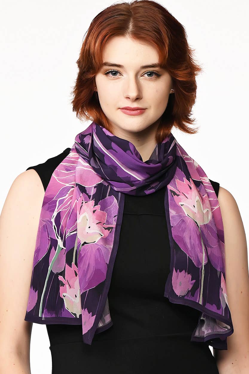 Kamala Lotus Scarves: Purple