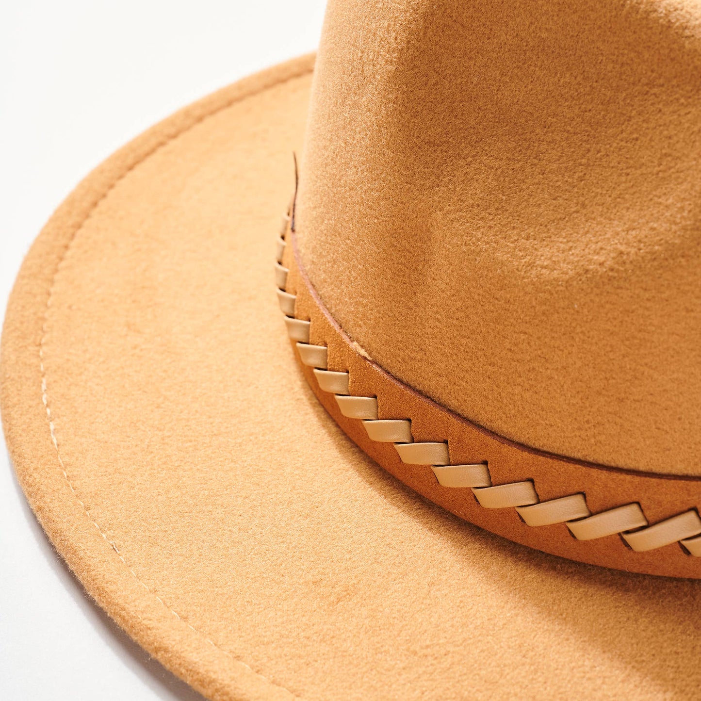 Braided Leather Strap Fedora Hat