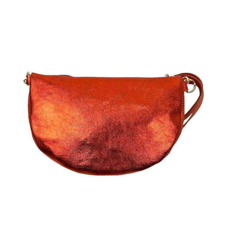 Large Suede and Leather Waist Bag: Orange