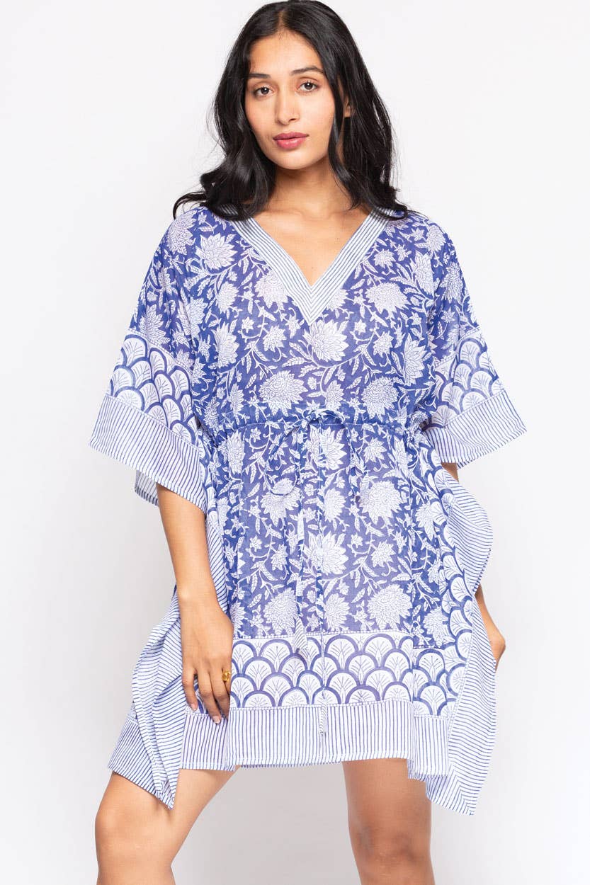 Namita Block Print Caftans : Blue & White