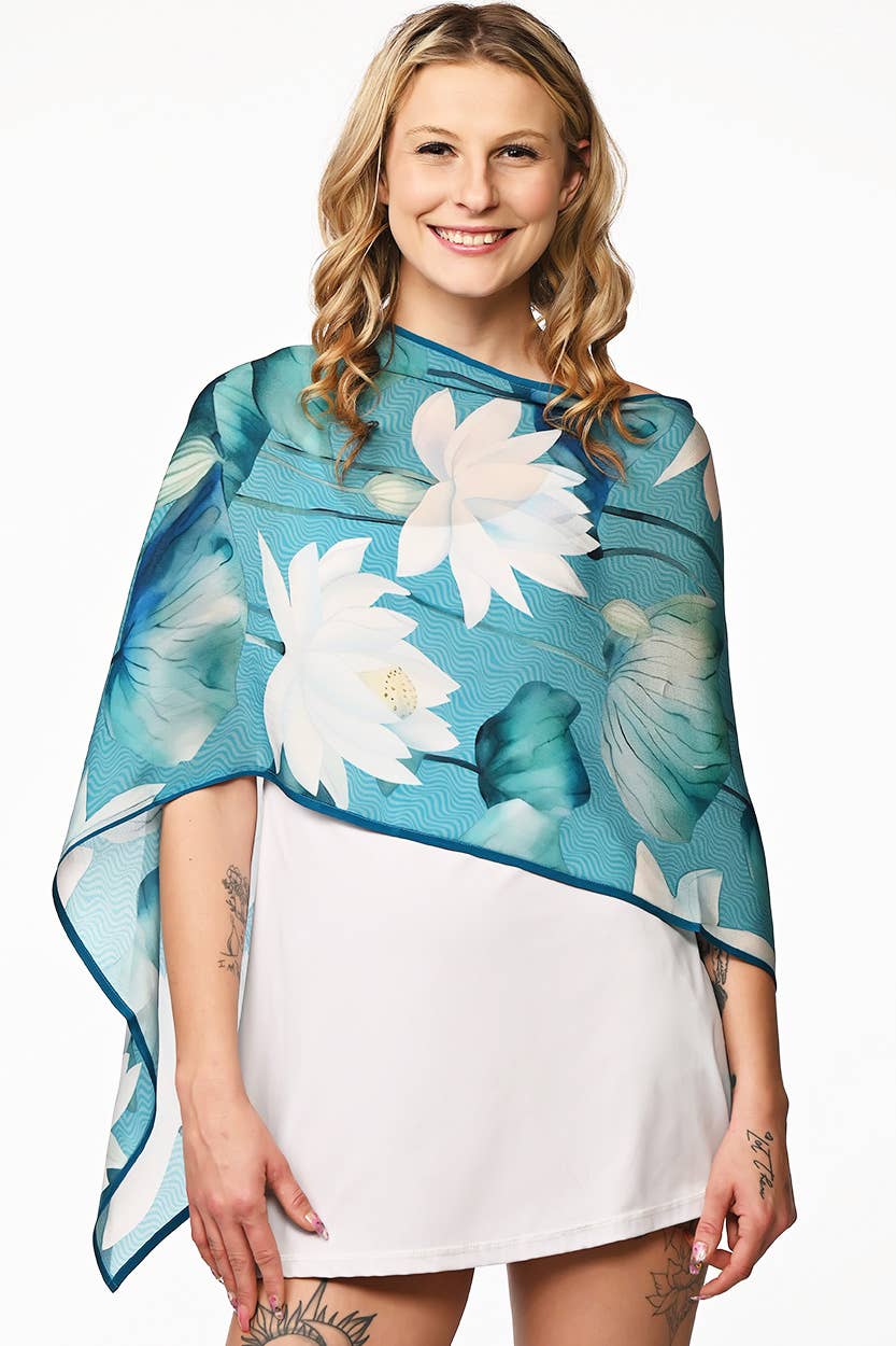 Kamala Lotus Scarves: Blue & White