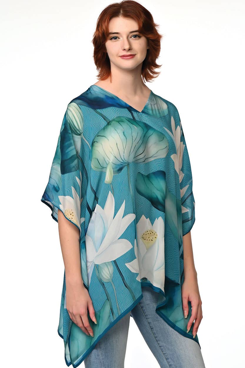 Kamala Lotus Tops: Blue & White