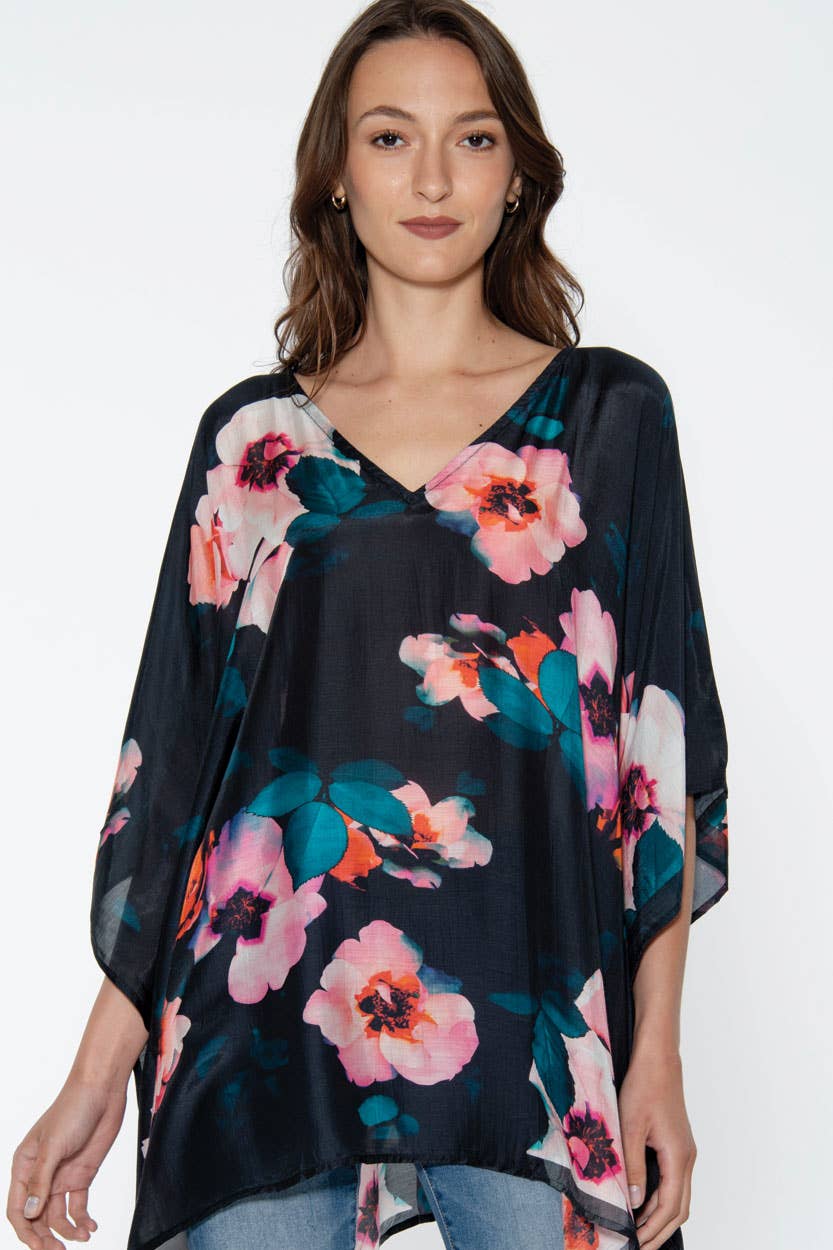 Shalini Tops : Black & Pink Floral
