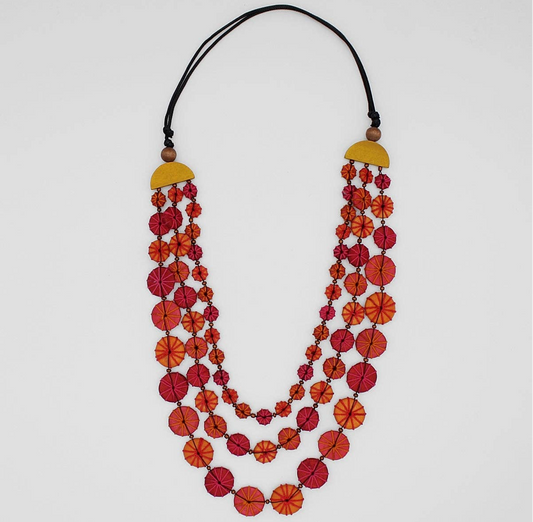 Sundown Triple Strand Threaded Necklace
