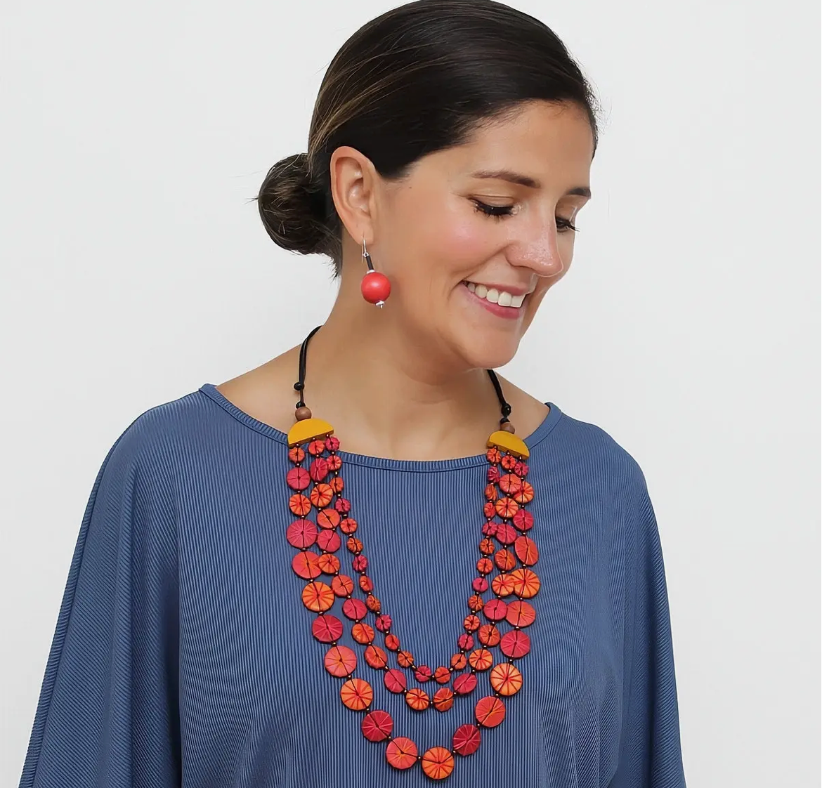 Sundown Triple Strand Threaded Necklace