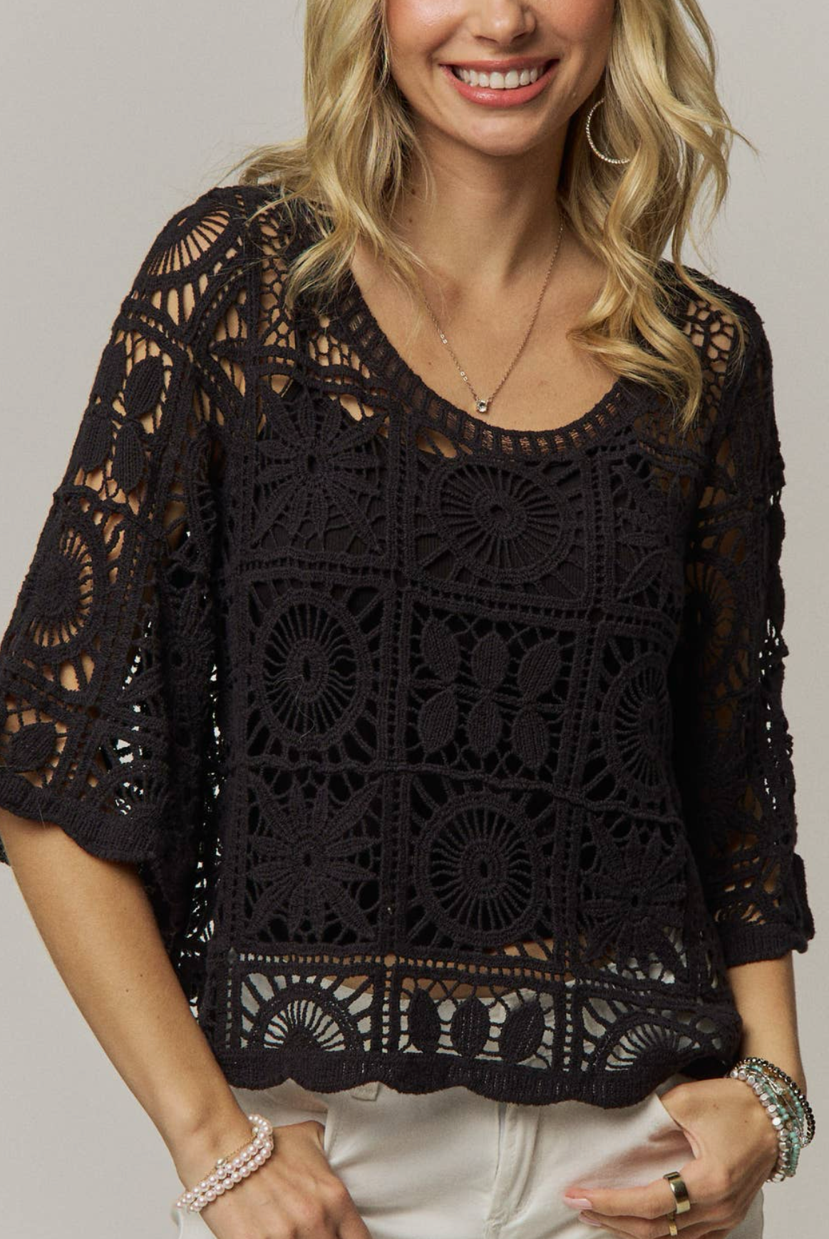 Open-Knit Square Crochet Top
