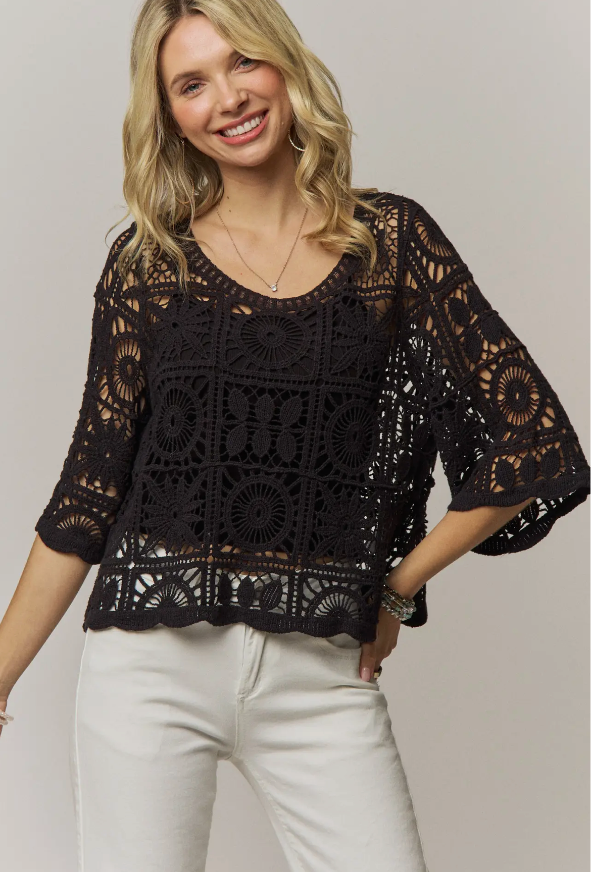 Open-Knit Square Crochet Top