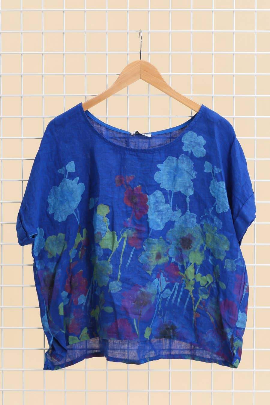 Round neck printed linen T-shirt 23310 100% LINEN: Mole