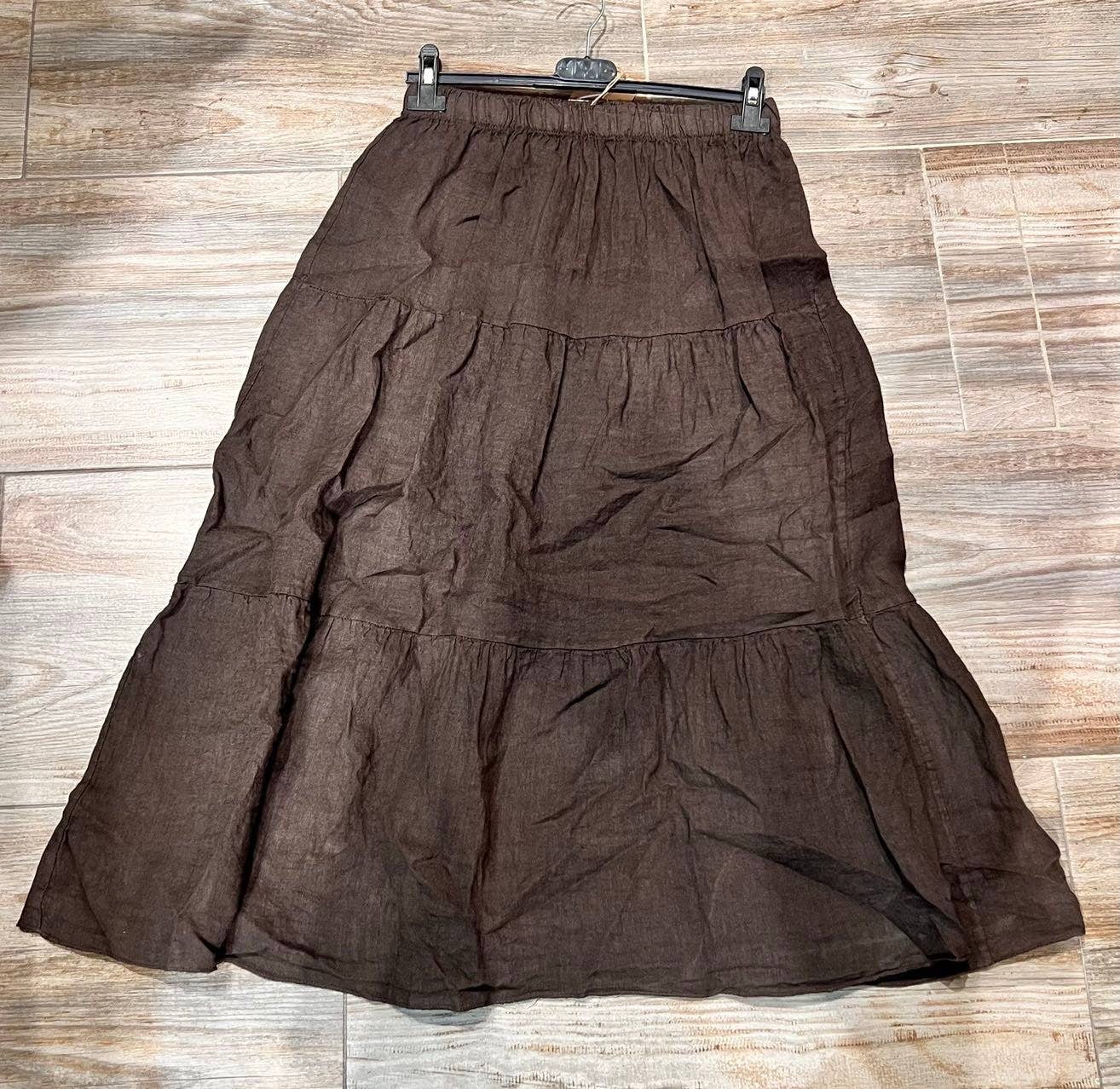 100% Linen Skirt TOBACCO