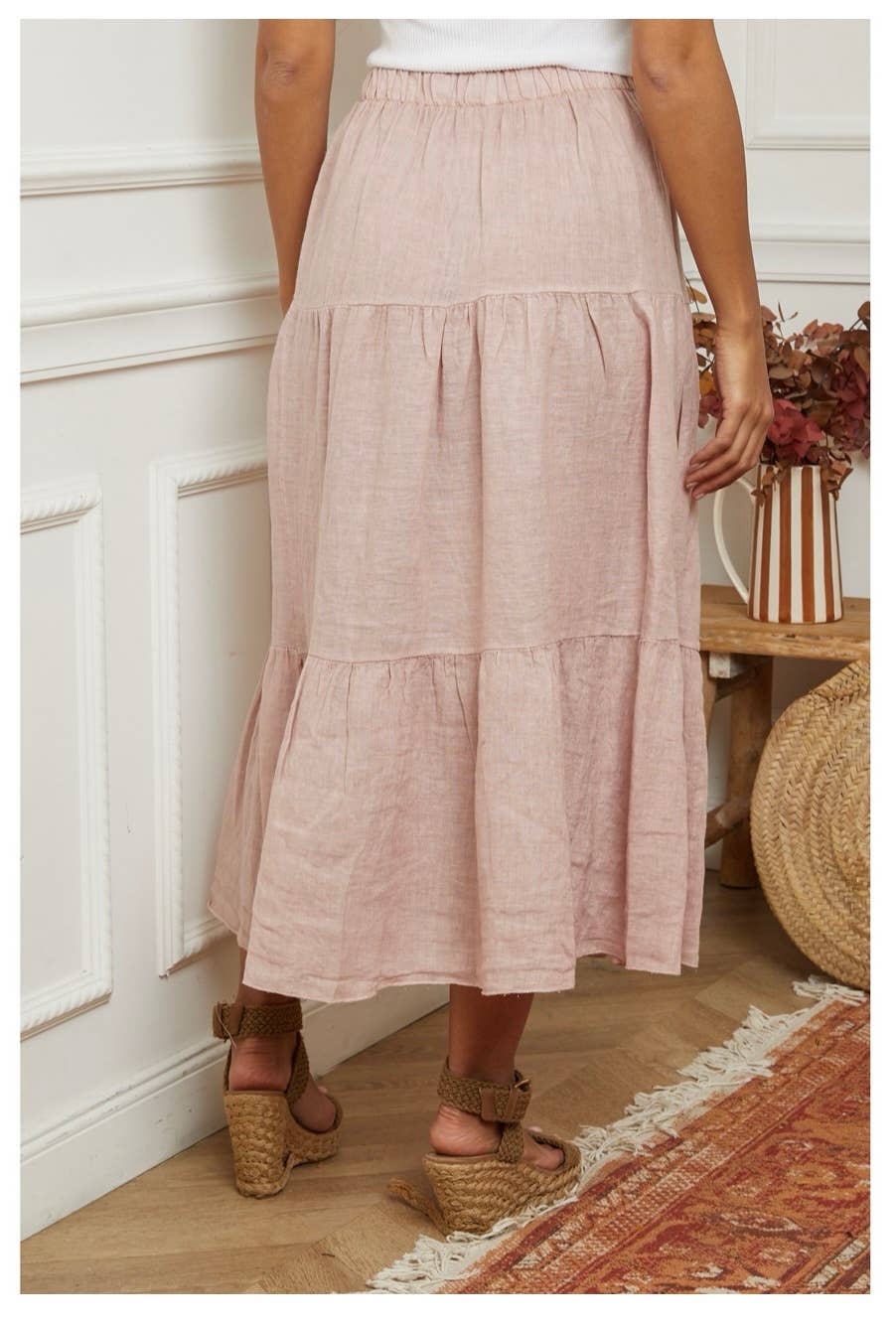 100% Linen Skirt TOBACCO