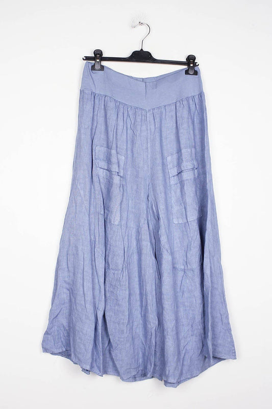 100% linen trousers- Jeans blue, Unique