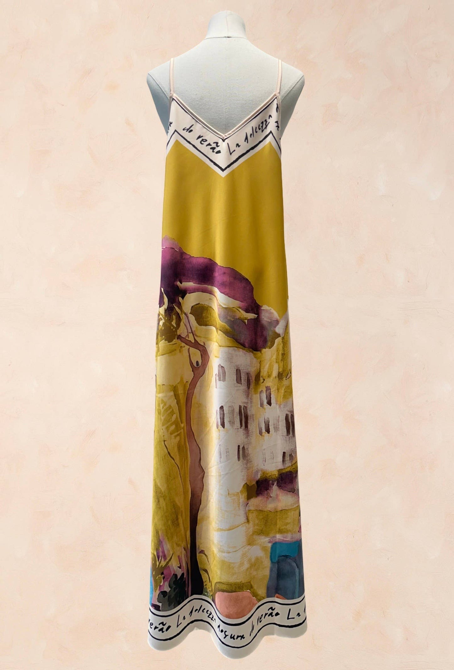 Viscose Silk Printed Fluid Strappy Dress - VISCOSE - 52005: Sky blue