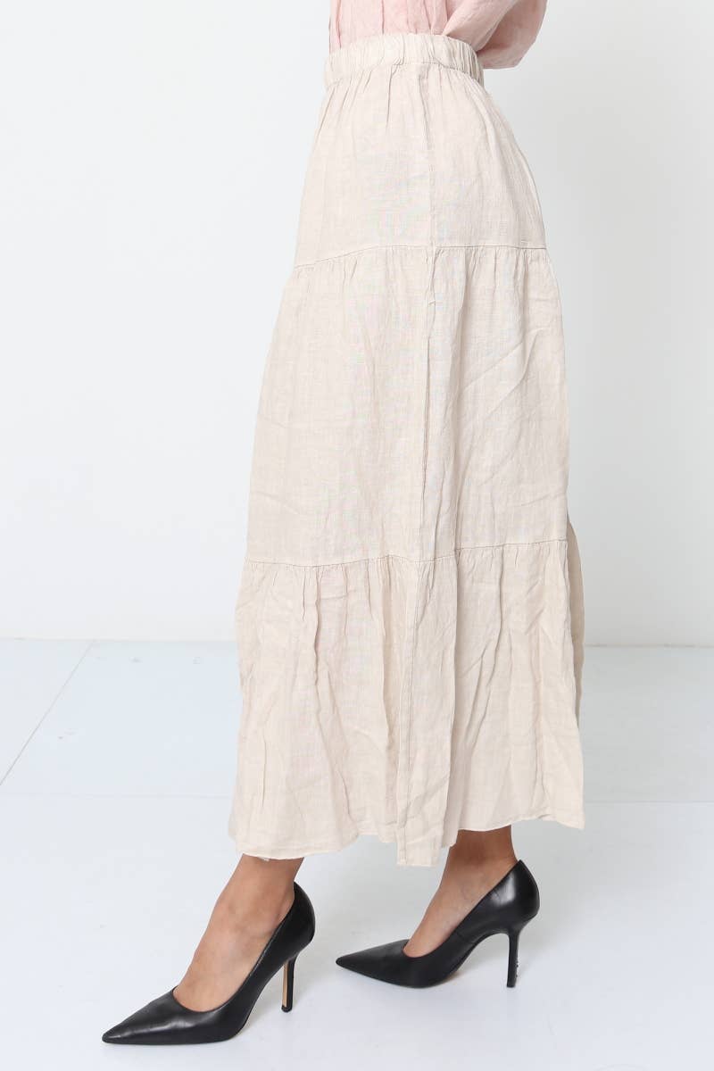 100% Linen Skirt TOBACCO