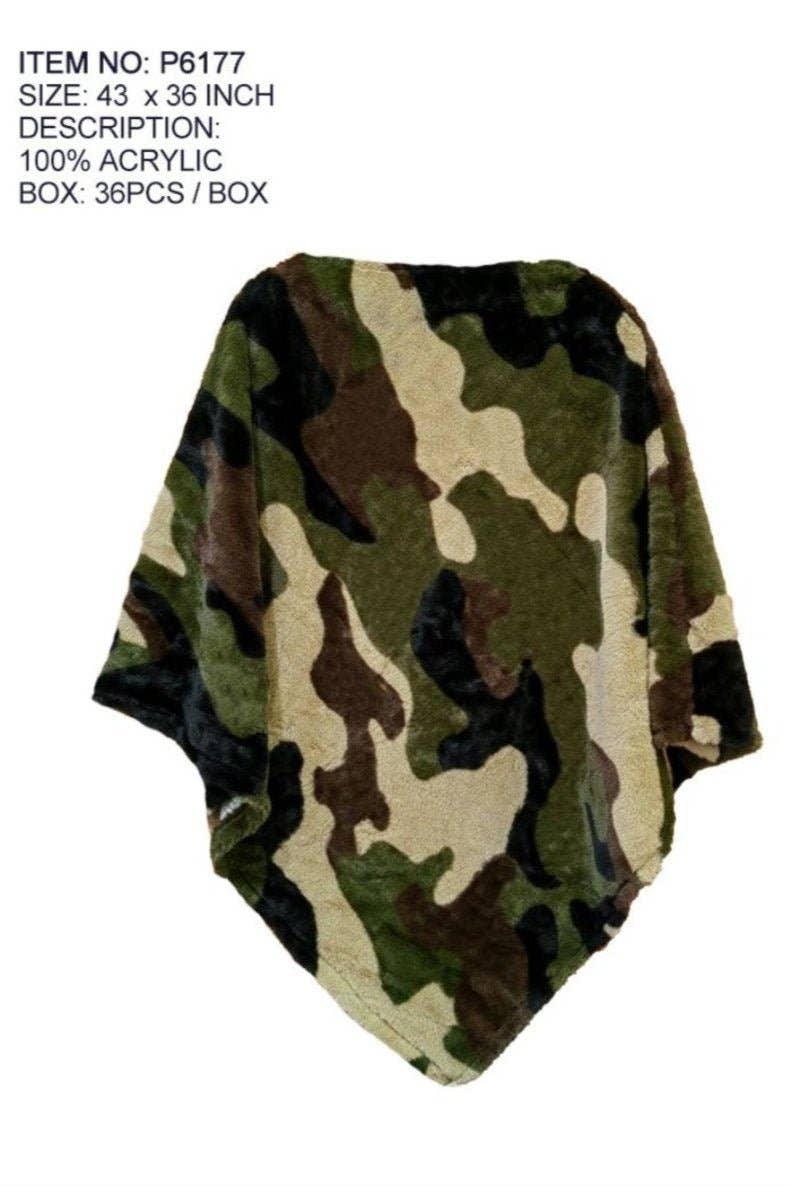 Faux Fur Camo Poncho