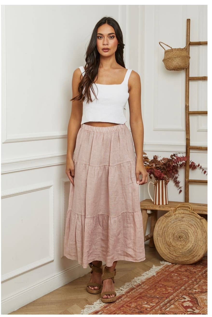 100% Linen Skirt TOBACCO