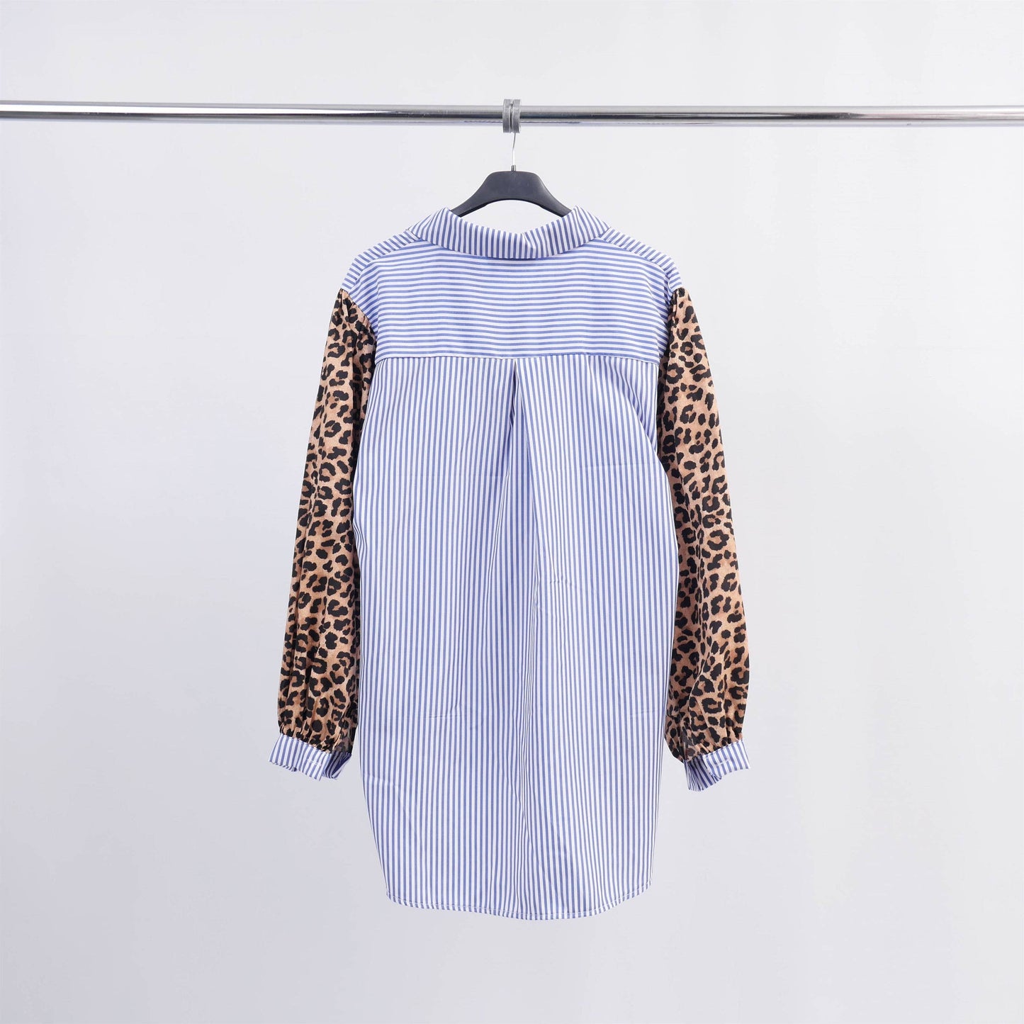 Bi-pattern striped and leopard shirt - Made in Italy