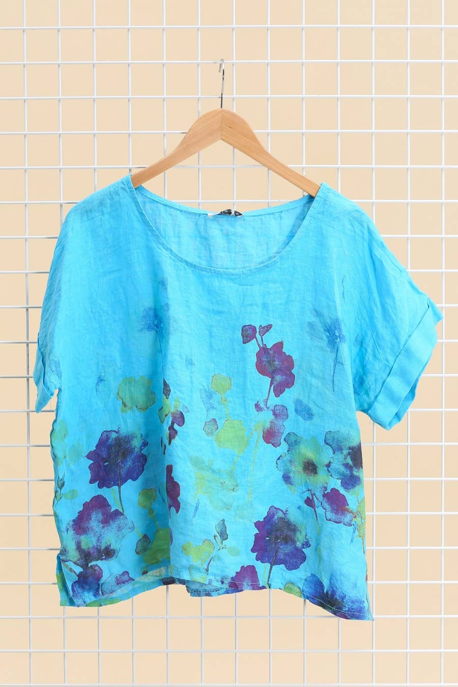 Round neck printed linen T-shirt 23310 100% LINEN: Mole