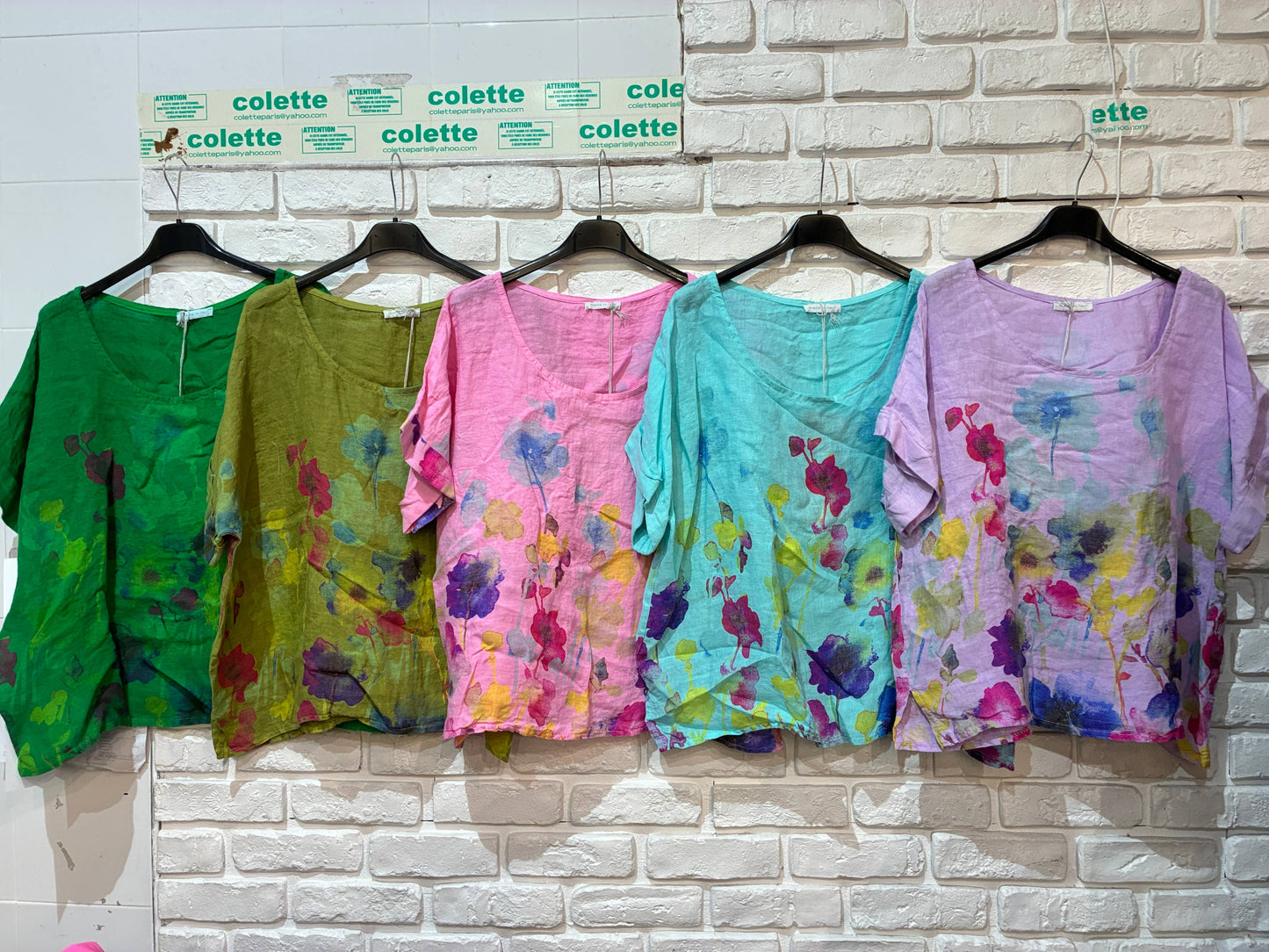 Round neck printed linen T-shirt 23310 100% LINEN: Mole
