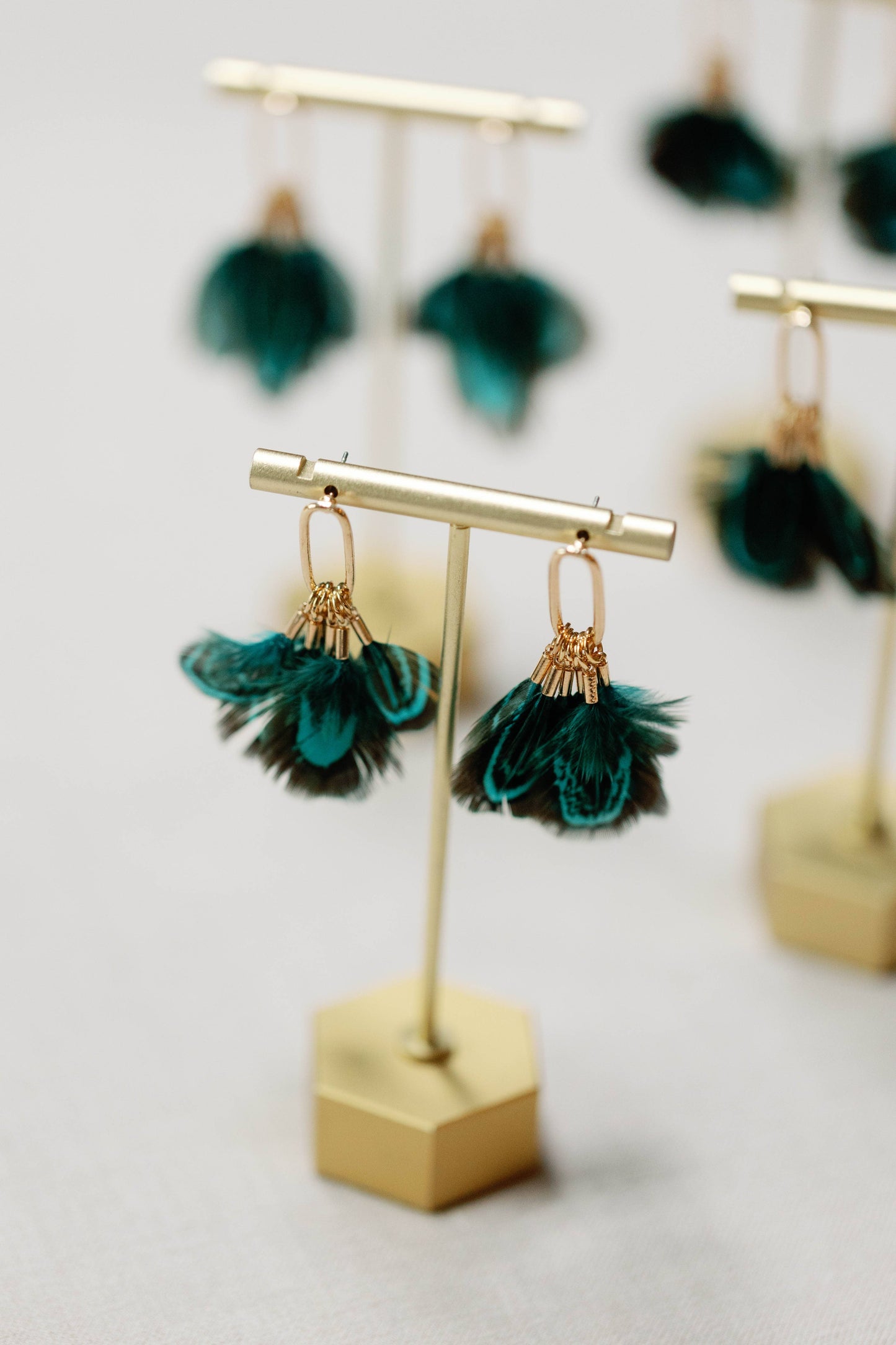 Peacock Feather Statement Tassel Earrings