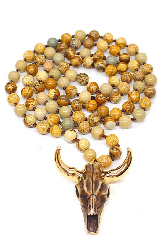 Owen Agate Bull Pendant Necklace