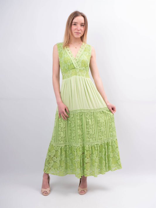 Made in Italy Long dress with English embroidery: Apple