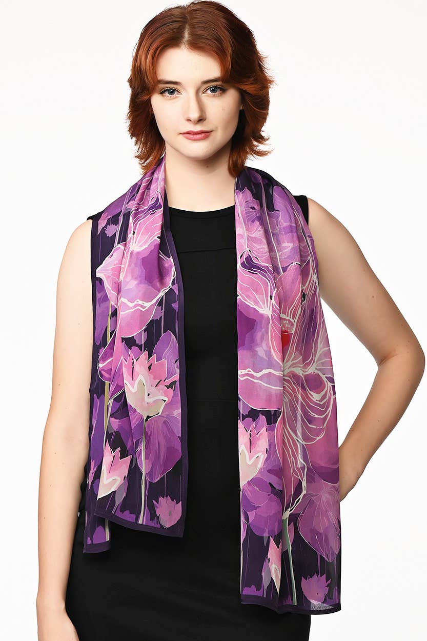 Kamala Lotus Scarves: Purple