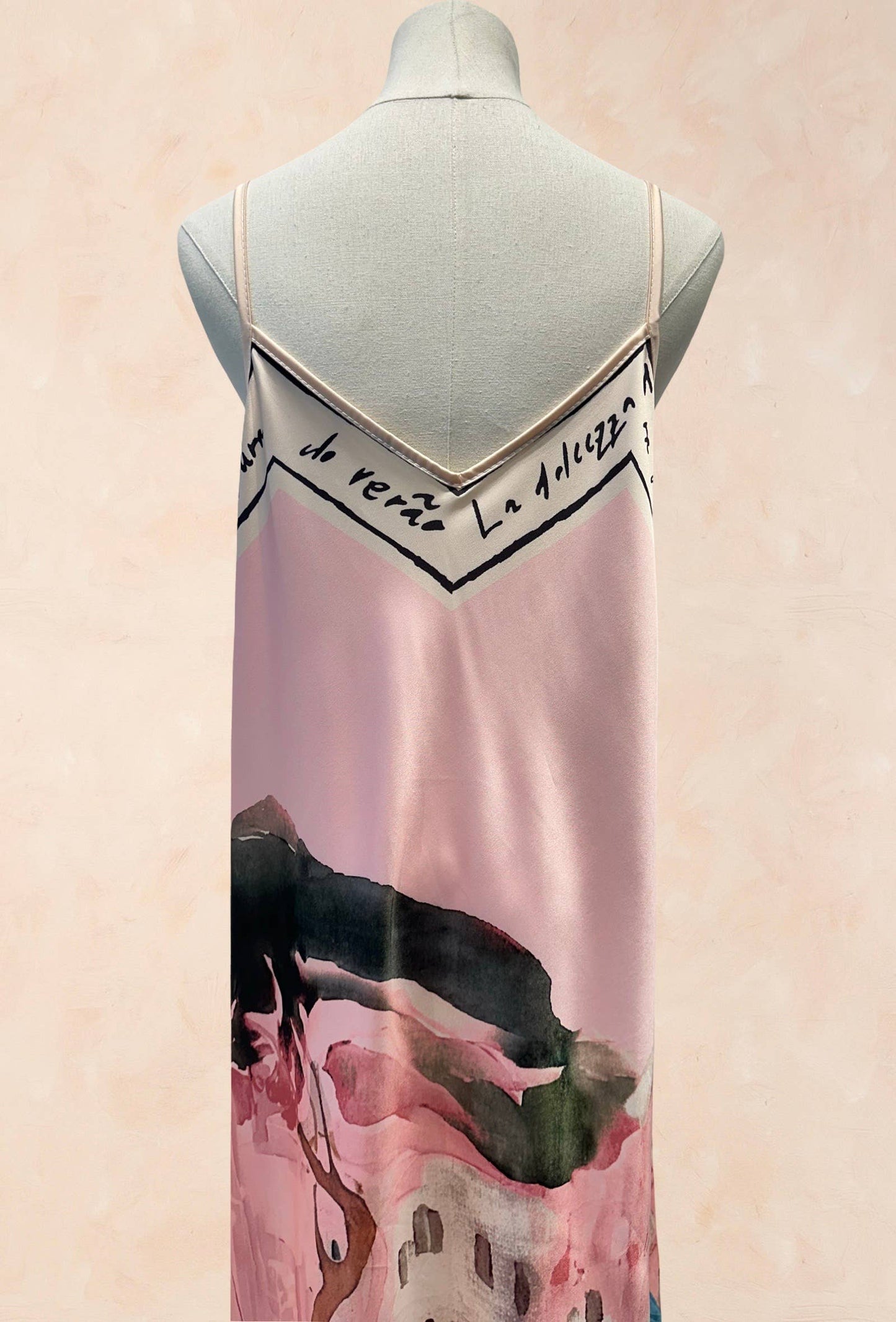 Viscose Silk Printed Fluid Strappy Dress - VISCOSE - 52005: Sky blue