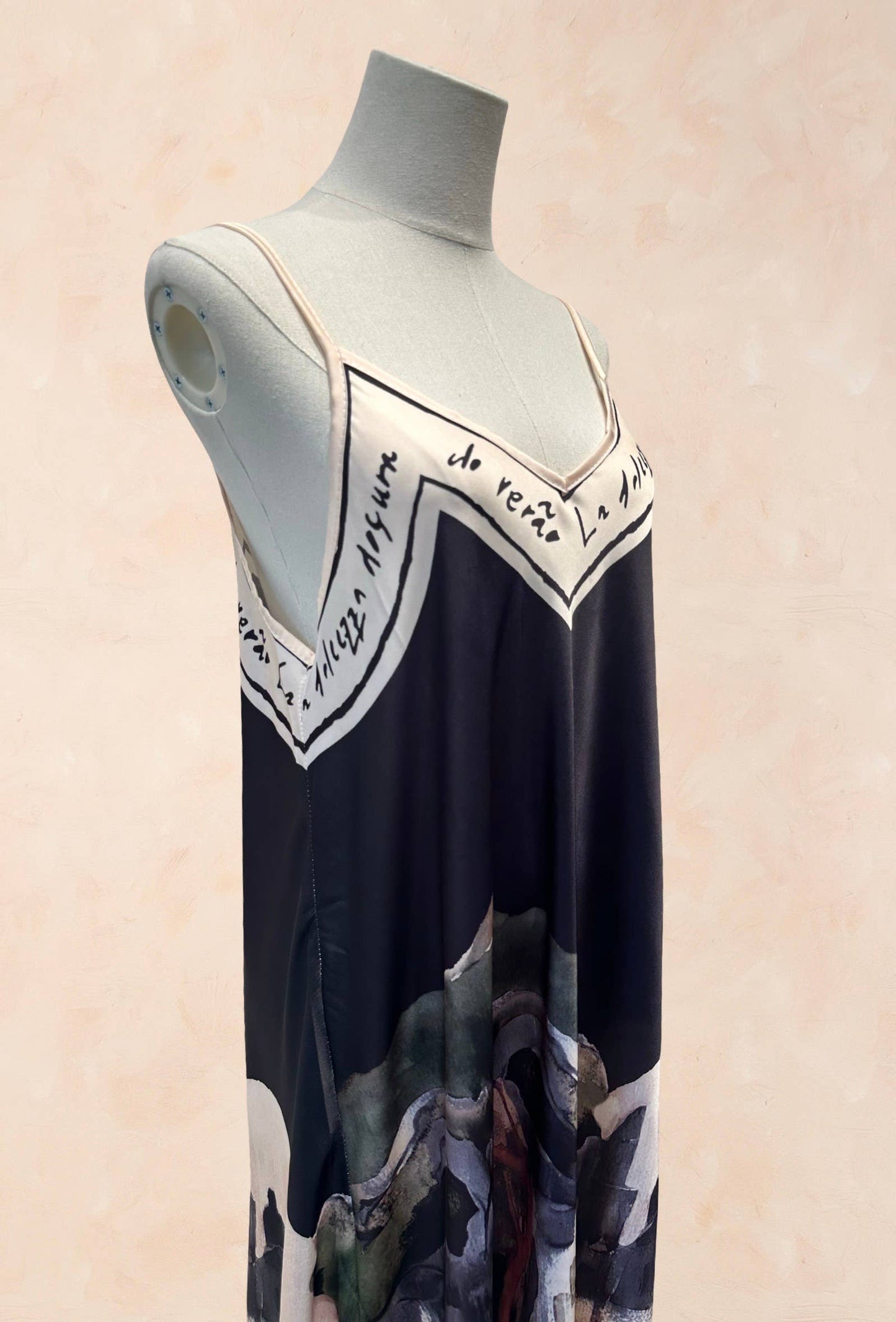 Viscose Silk Printed Fluid Strappy Dress - VISCOSE - 52005: Sky blue
