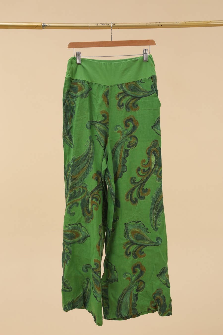 Printed linen trousers 6526 100% LINEN: Azzuro blue