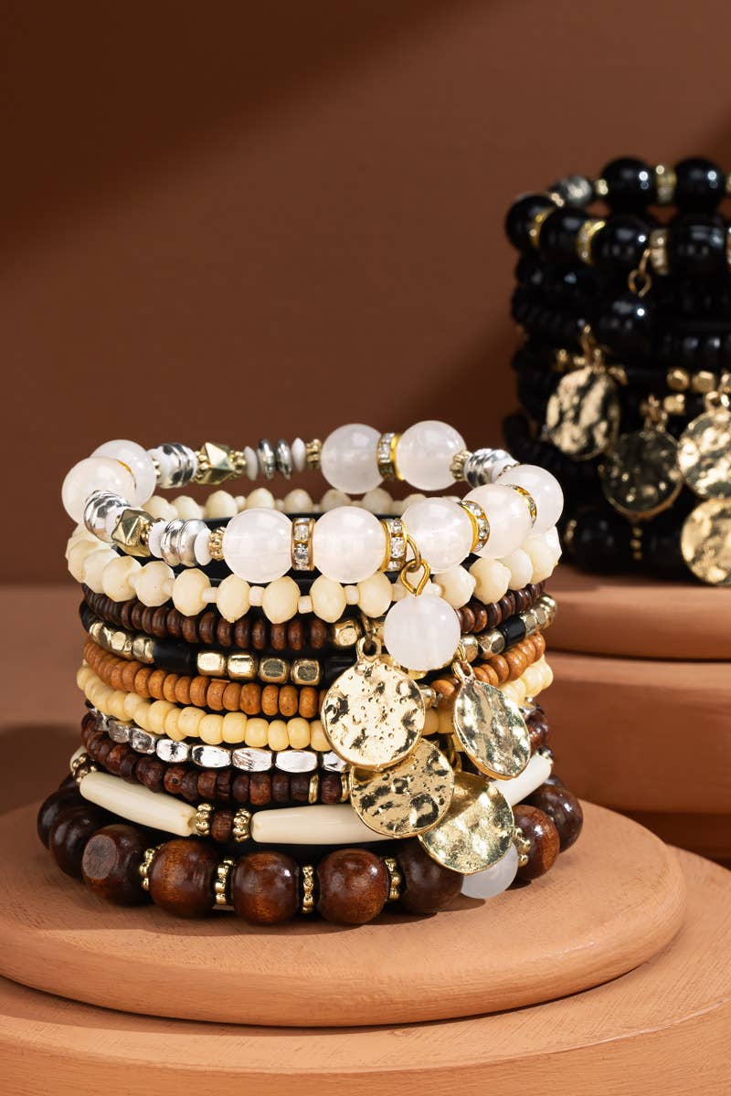 9-in-1 Multi Layered Mixed Beads Bracelet: Brown(Gdbrw), OS