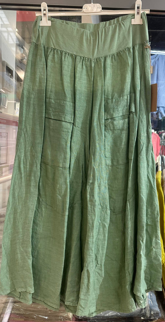 100% linen trousers- Duck Green, Unique