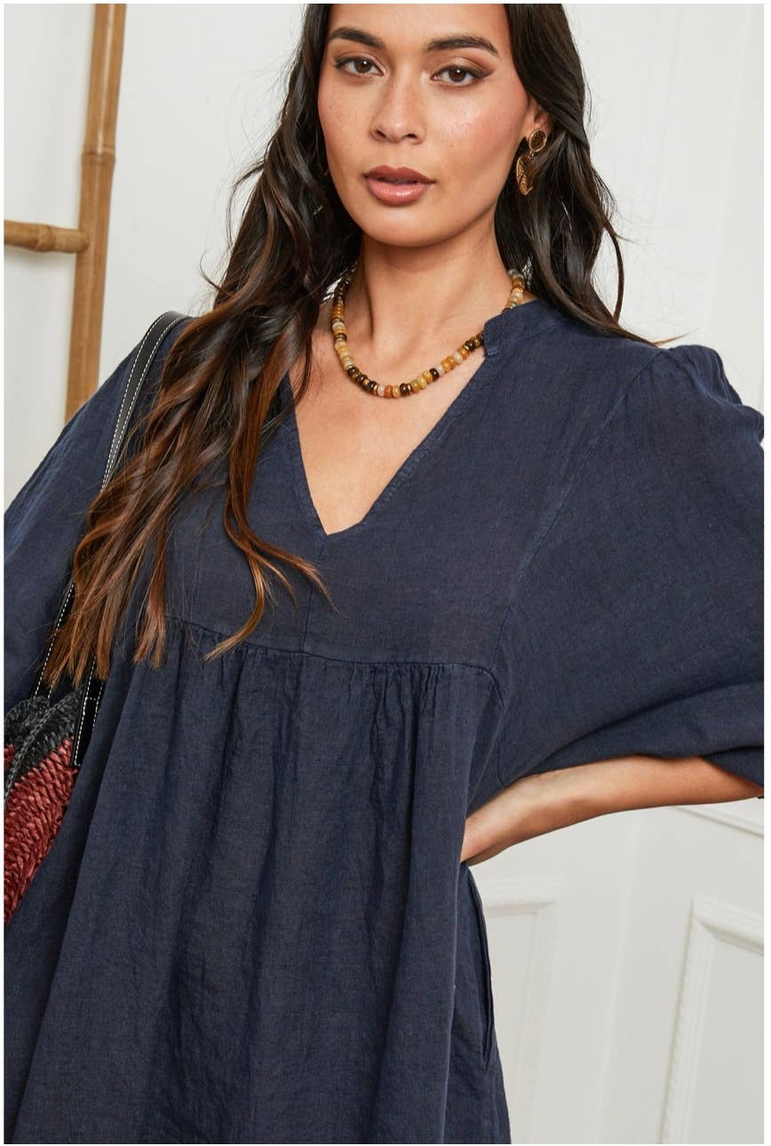 100% linen dress Bordeaux